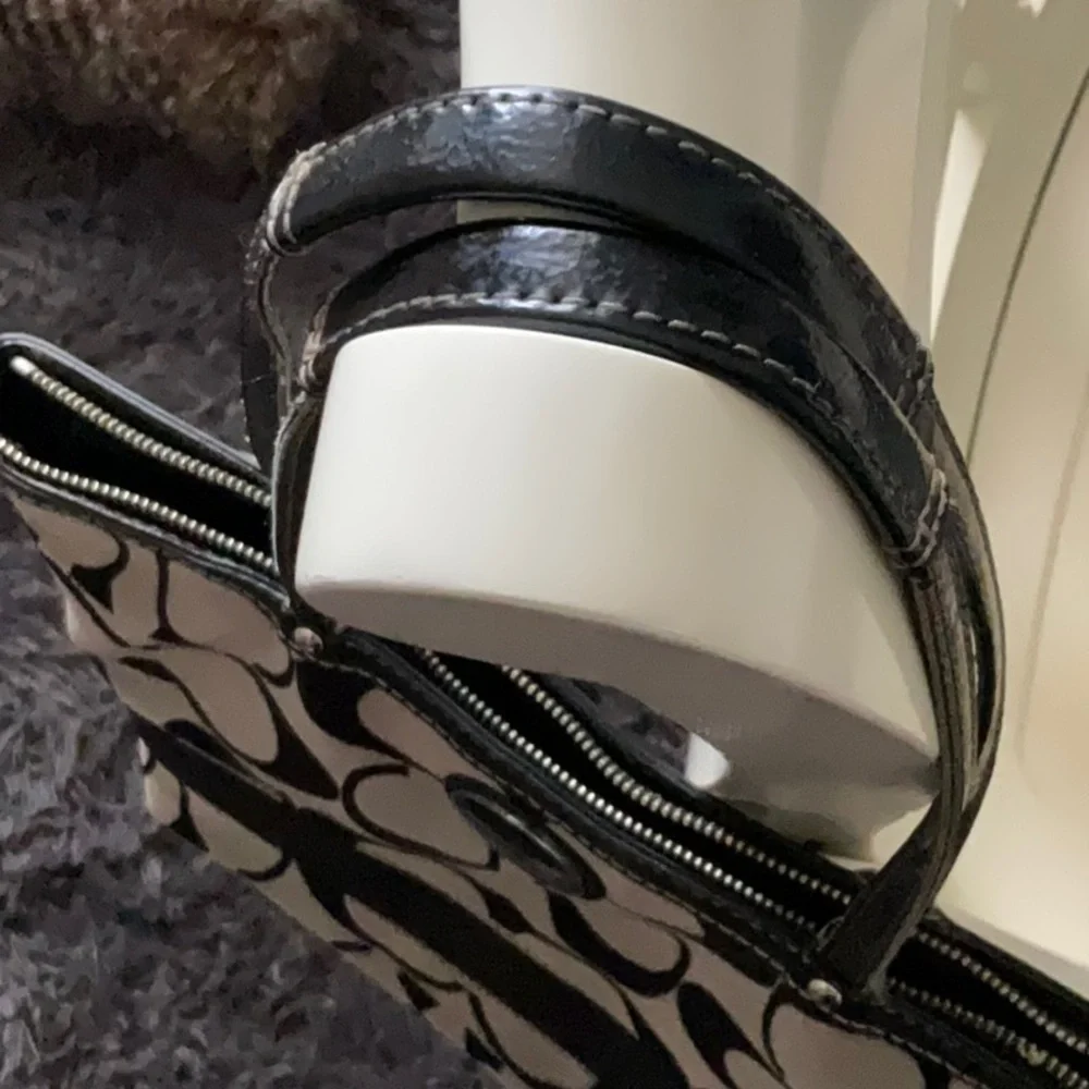 Coach Legacy Stripe Black and Taupe Signature Tote F17433